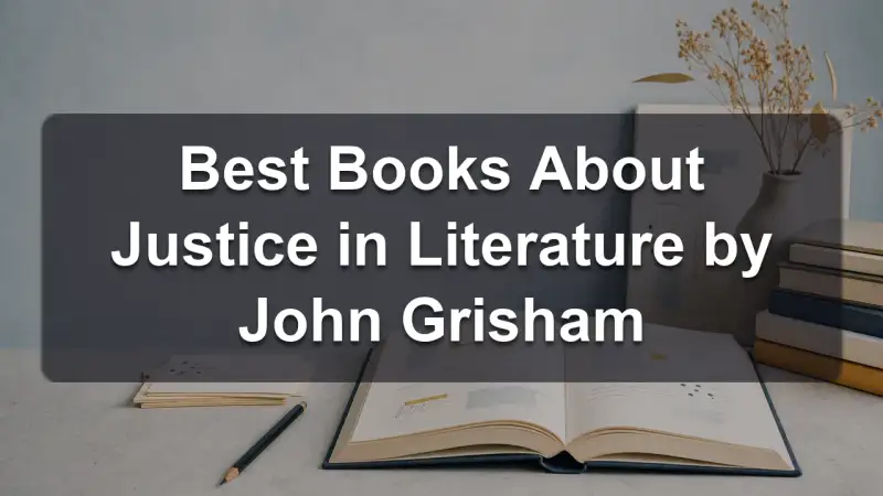 Stack of John Grisham legal thrillers and related literature on justice