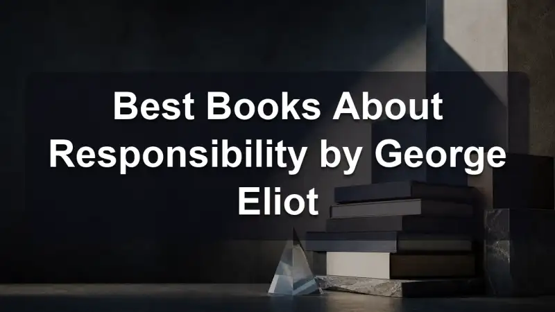 Stack of books by George Eliot and related literature on moral responsibility
