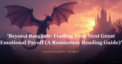A stack of romantasy books with a glowing dragon silhouette in the background, symbolizing the search for the next great fantasy romance.
