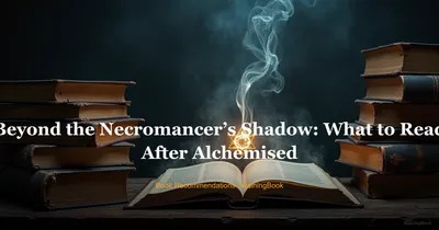 A dark literary reading nook with stacked books, curling smoke, and glowing alchemical symbols surrounding an open copy of Alchemised.