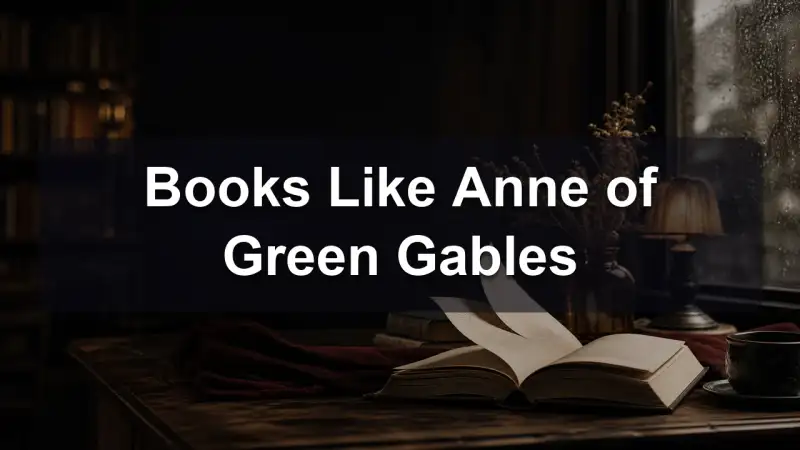 A stack of classic novels with a cheerful red-haired heroine theme