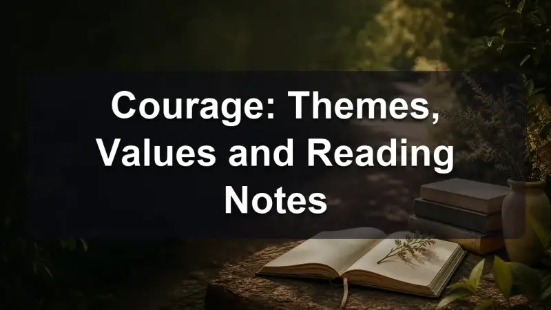 Journal with courage reading notes beside a book