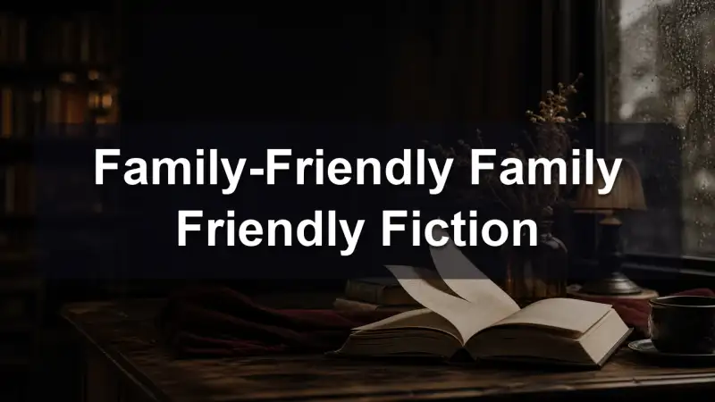 A stack of family friendly fiction books beside a cozy reading corner