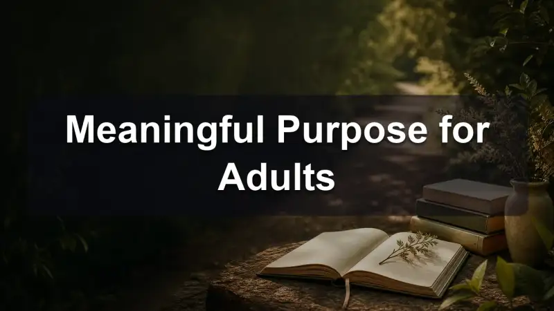 Adult reflecting at a window in midlife, purpose question