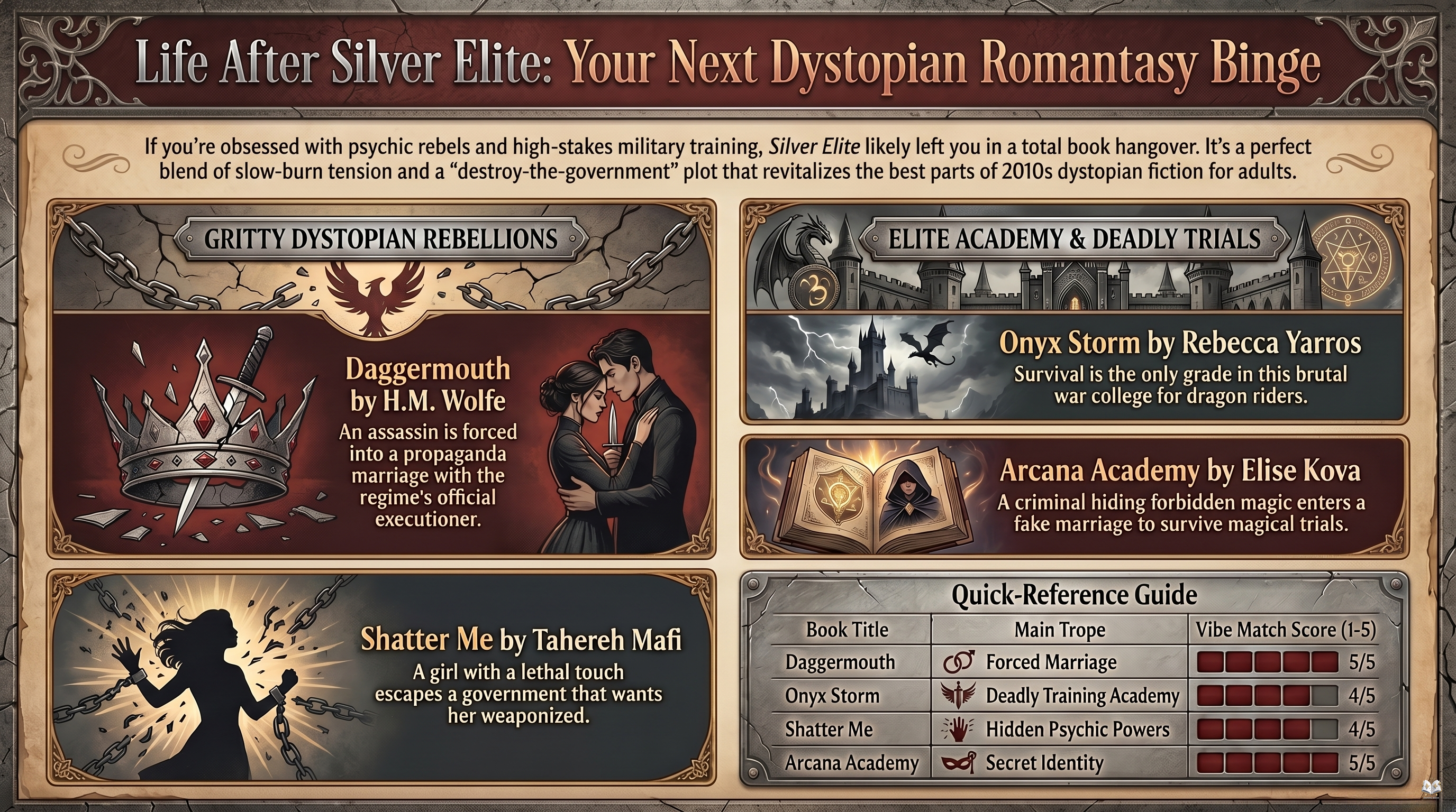 Infographic for Essential Read-Alikes for Silver Elite Fans