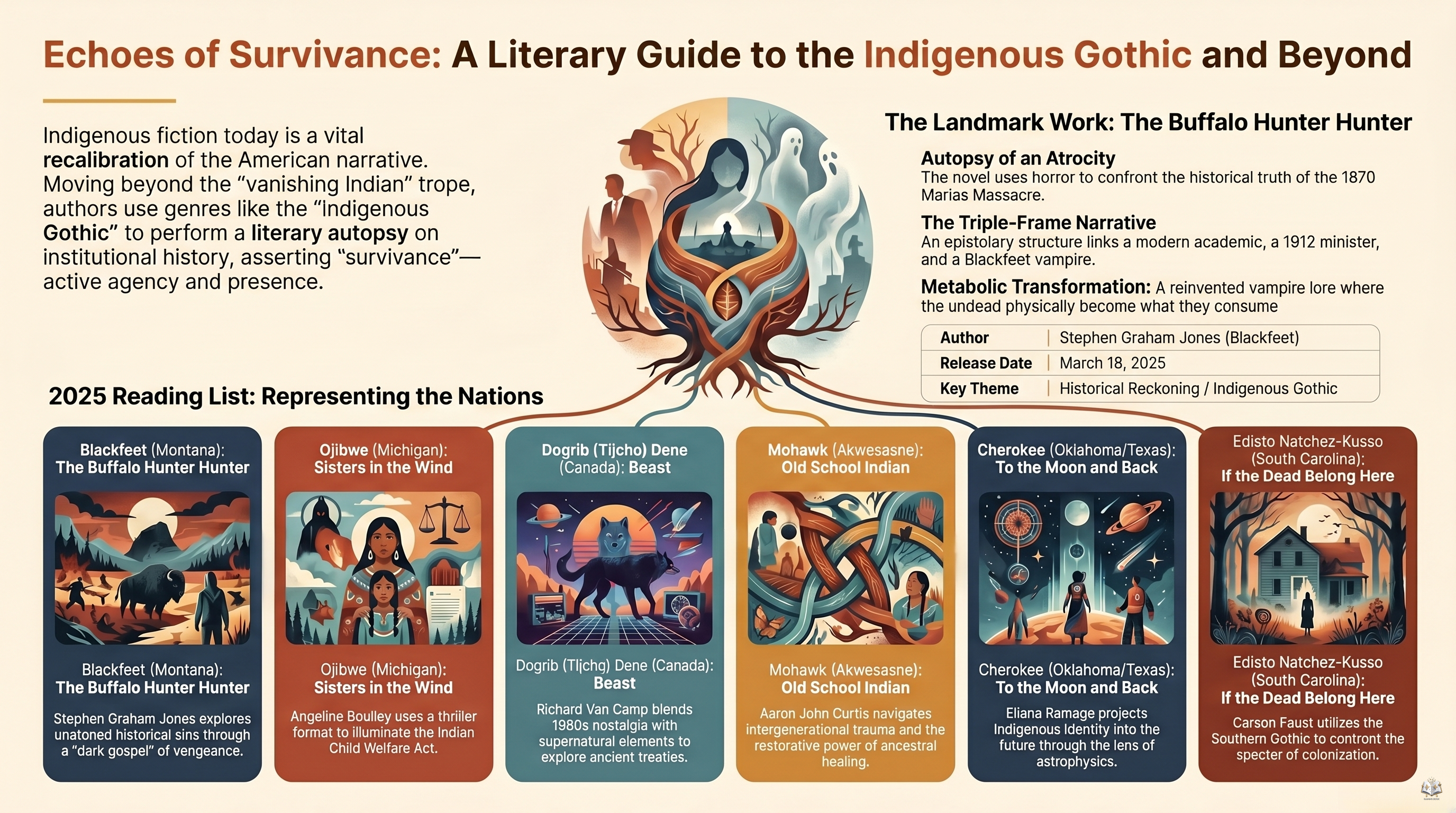 Infographic for The Buffalo Hunter Hunter and the Rise of Contemporary Indigenous Fiction: A Reader's Guide