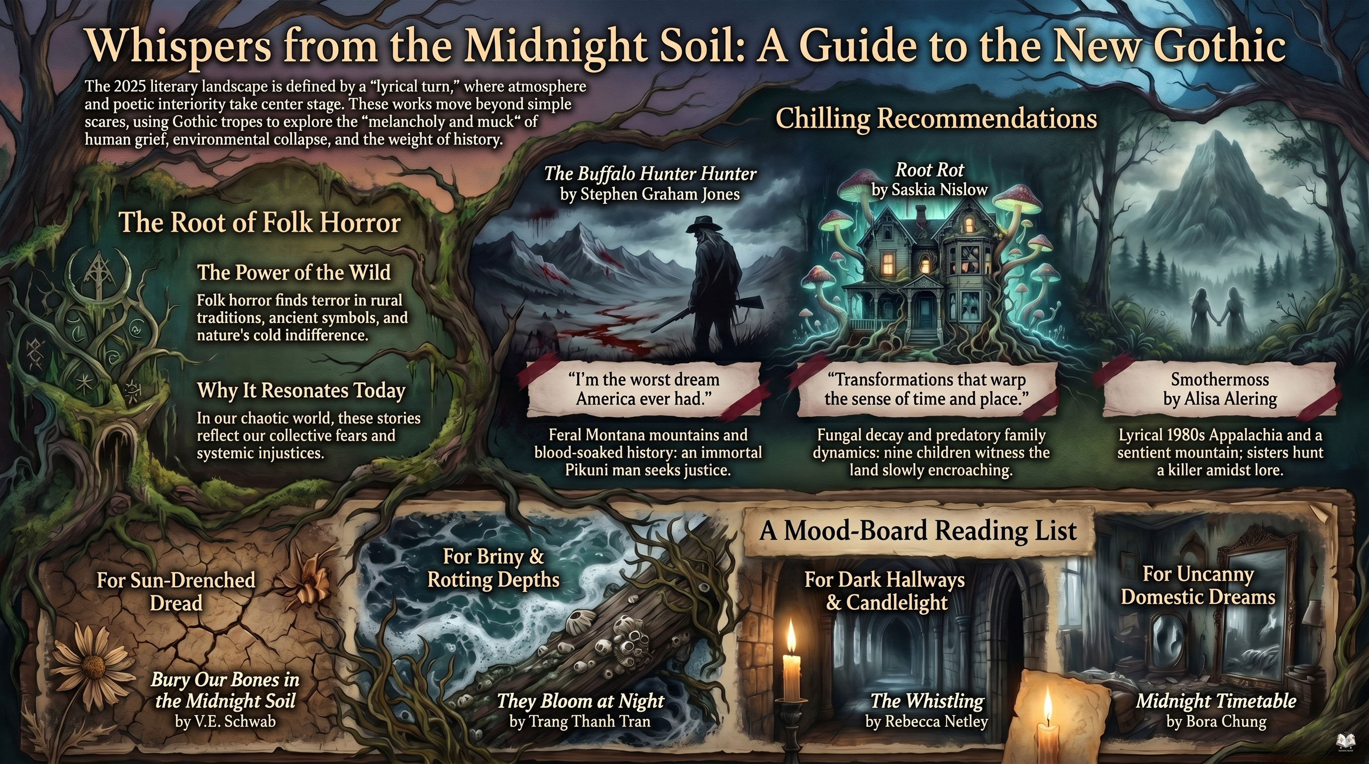 Infographic for The Soil That Remembers: A Guide to the Gothic and Folk Horror Revival