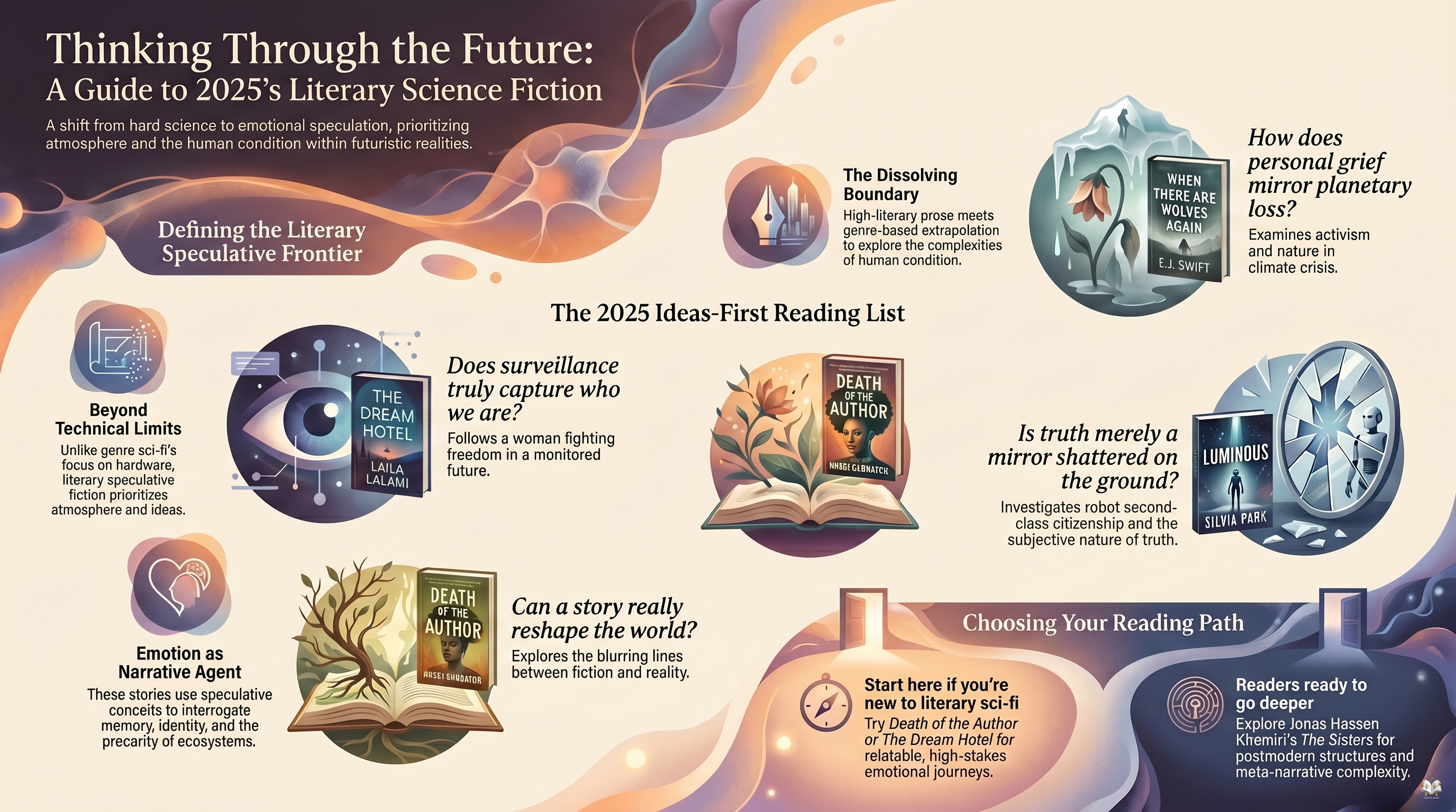 Infographic for The Thinking Reader’s Guide to Speculative Fiction: Literary Depth and Genre Innovation